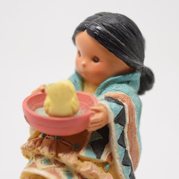 1995 Friends of Feather Compassion Girl Birdbath Trinket Box Karen Hahn Native - Picture 3 of 16